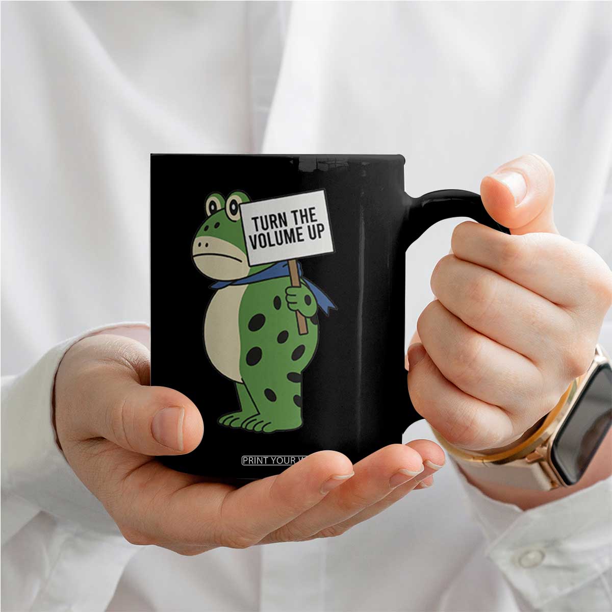 Turn The Volume Up Coffee Mug Resist Frog Portland Protest TS14 Print Your Wear