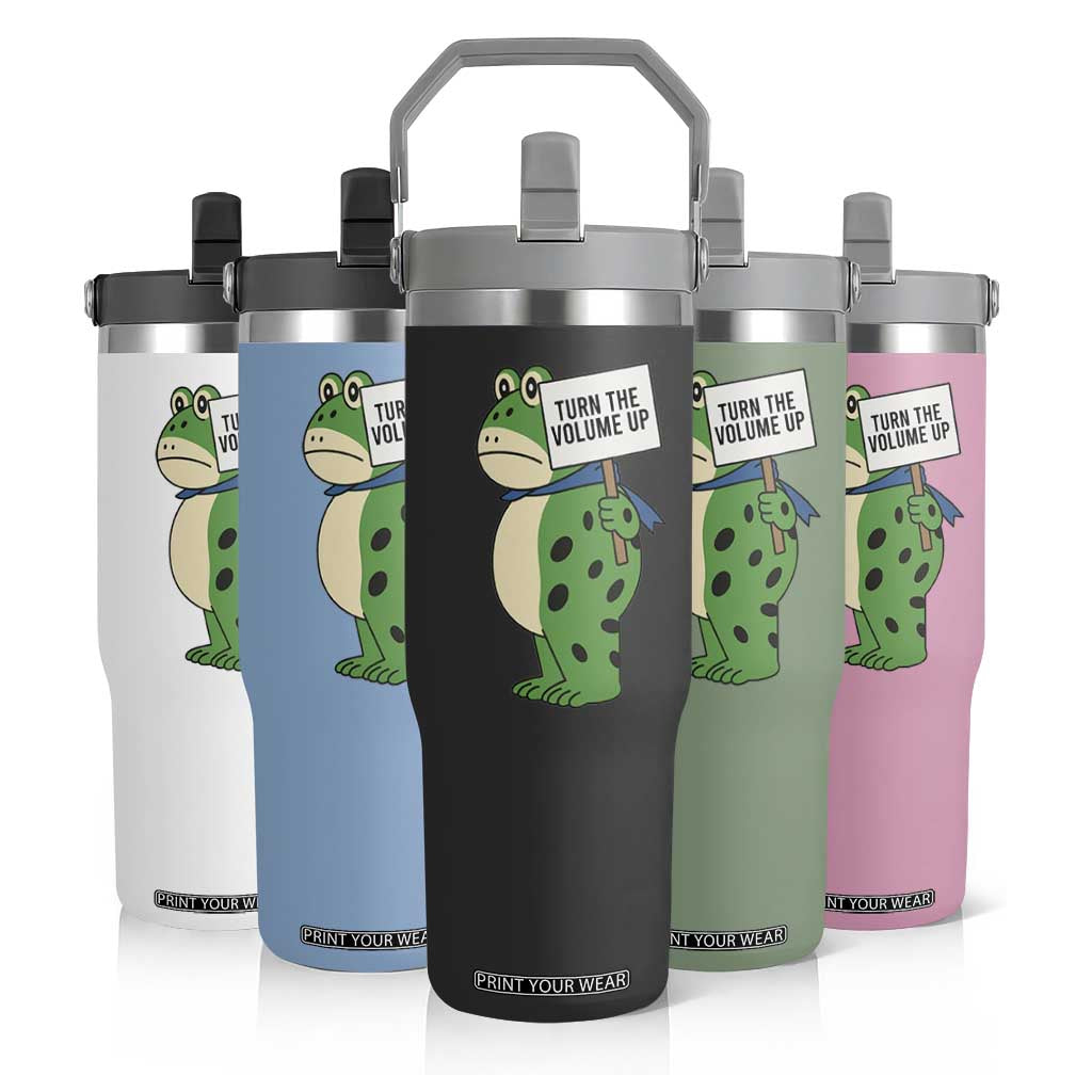 Turn The Volume Up Flip Straw Tumbler Resist Frog Portland Protest TS14 Print Your Wear