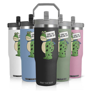 Turn The Volume Up Flip Straw Tumbler Resist Frog Portland Protest TS14 Print Your Wear
