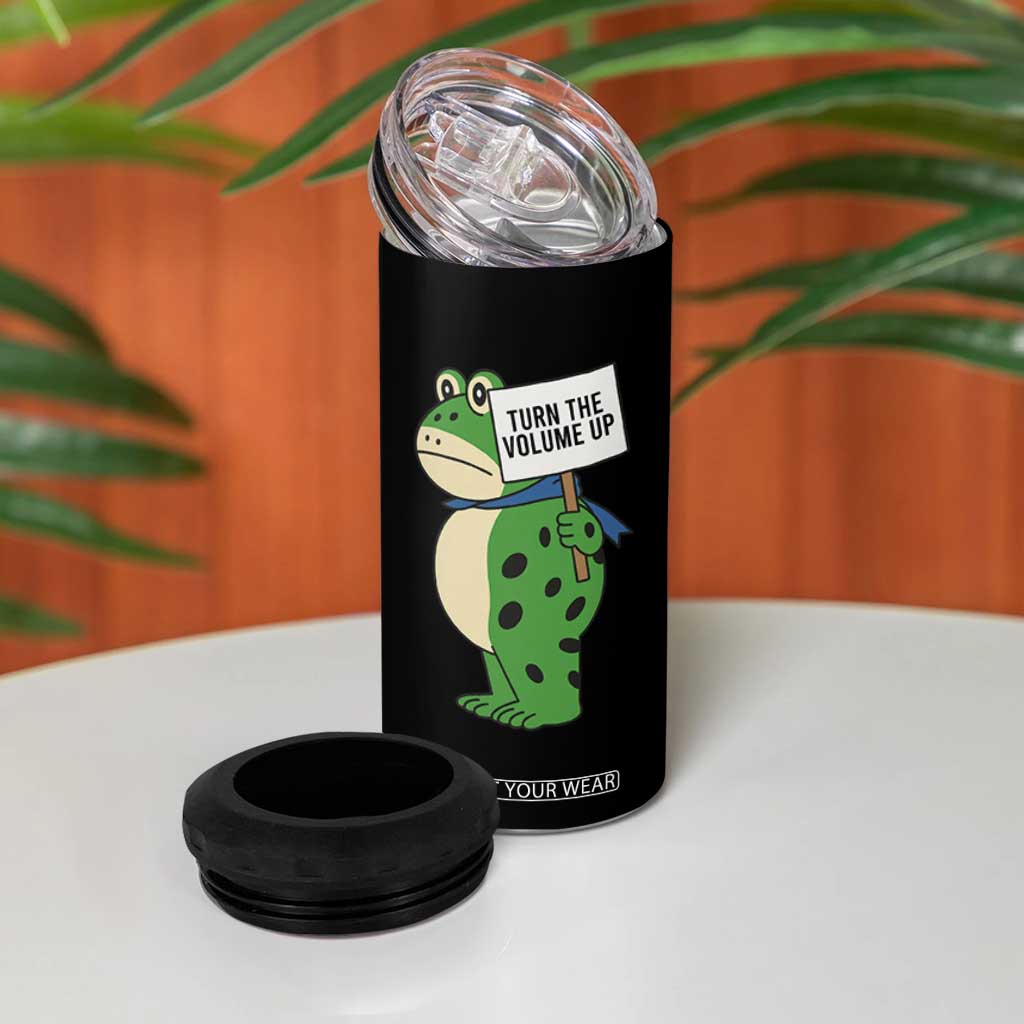 Turn The Volume Up 4 in 1 Can Cooler Tumbler Resist Frog Portland Protest TS14 Print Your Wear