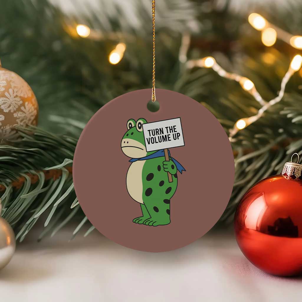 Turn The Volume Up Ceramic Ornament Resist Frog Portland Protest TS14 1pc Mocha Print Your Wear