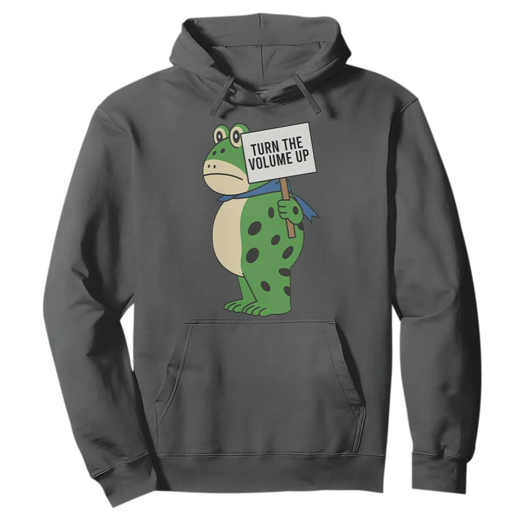 Turn The Volume Up Hoodie Resist Frog Portland Protest TS14 Dark Heather Print Your Wear