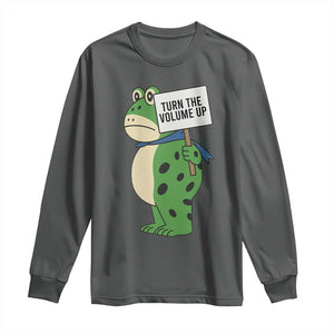 Turn The Volume Up Long Sleeve Shirt Resist Frog Portland Protest TS14 Dark Heather Print Your Wear