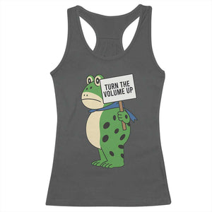 Turn The Volume Up Racerback Tank Top Resist Frog Portland Protest TS14 Dark Heather Print Your Wear