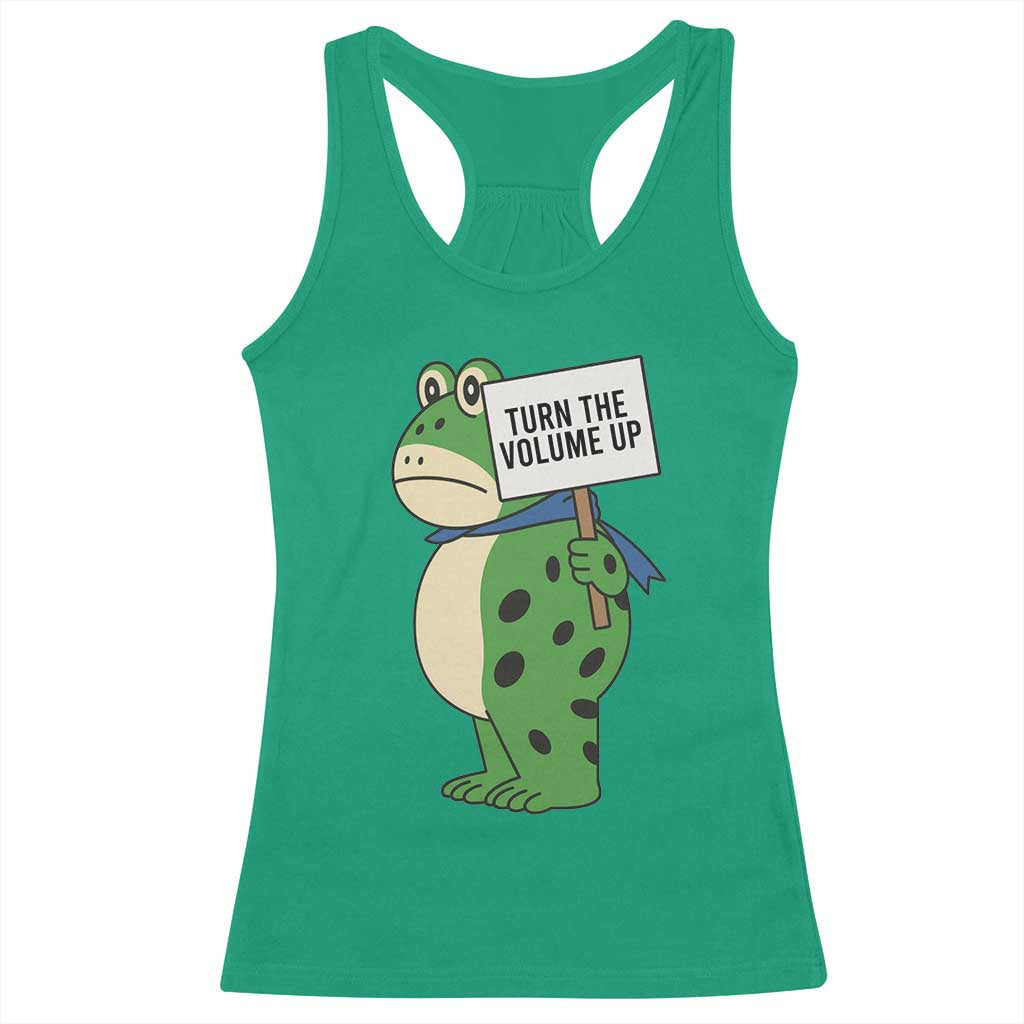 Turn The Volume Up Racerback Tank Top Resist Frog Portland Protest TS14 Irish Green Print Your Wear