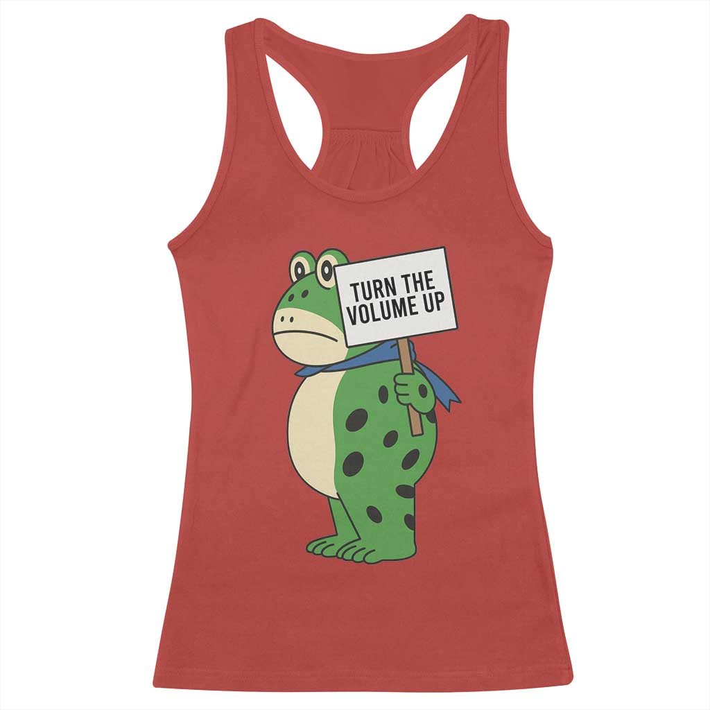 Turn The Volume Up Racerback Tank Top Resist Frog Portland Protest TS14 Red Print Your Wear