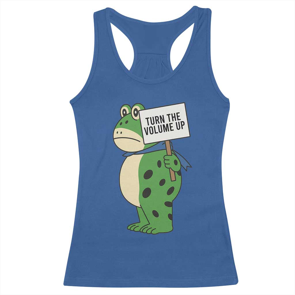 Turn The Volume Up Racerback Tank Top Resist Frog Portland Protest TS14 Royal Blue Print Your Wear