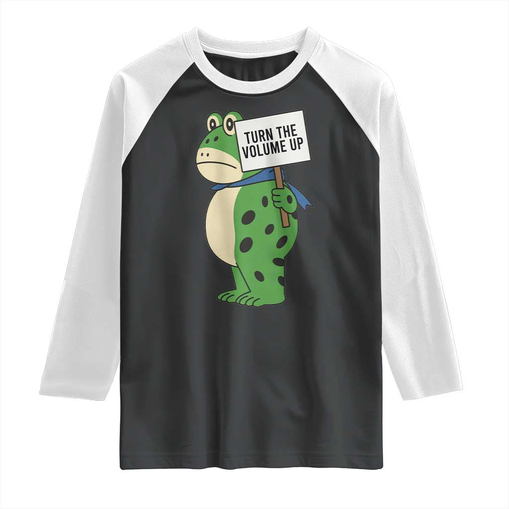 Turn The Volume Up Raglan Shirt Resist Frog Portland Protest TS14 Black White Print Your Wear