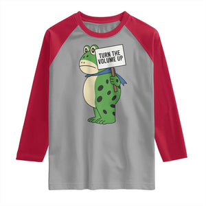 Turn The Volume Up Raglan Shirt Resist Frog Portland Protest TS14 Sport Gray Red Print Your Wear
