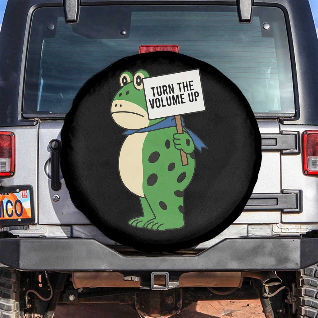 Turn The Volume Up Spare Tire Cover Resist Frog Portland Protest TS14 No hole Black Print Your Wear