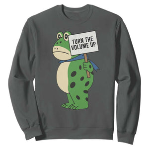 Turn The Volume Up Sweatshirt Resist Frog Portland Protest TS14 Dark Heather Print Your Wear