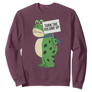 Turn The Volume Up Sweatshirt Resist Frog Portland Protest TS14 Maroon Print Your Wear