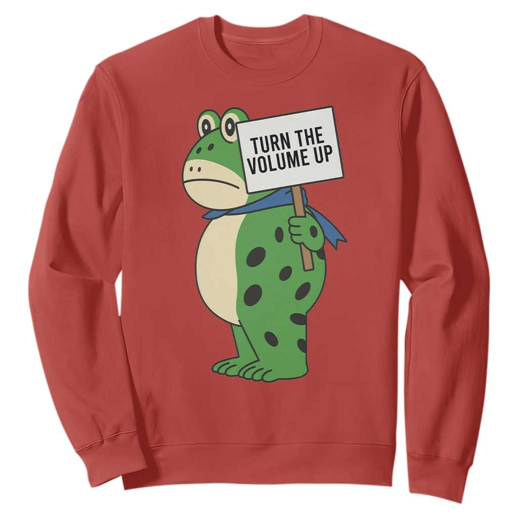Turn The Volume Up Sweatshirt Resist Frog Portland Protest TS14 Red Print Your Wear