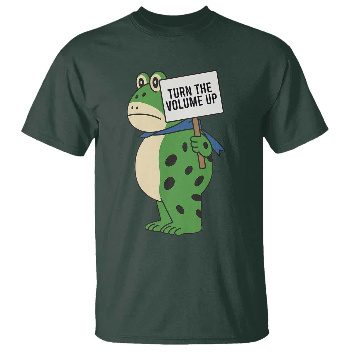 Turn The Volume Up T Shirt Resist Frog Portland Protest TS14 Dark Forest Green Print Your Wear
