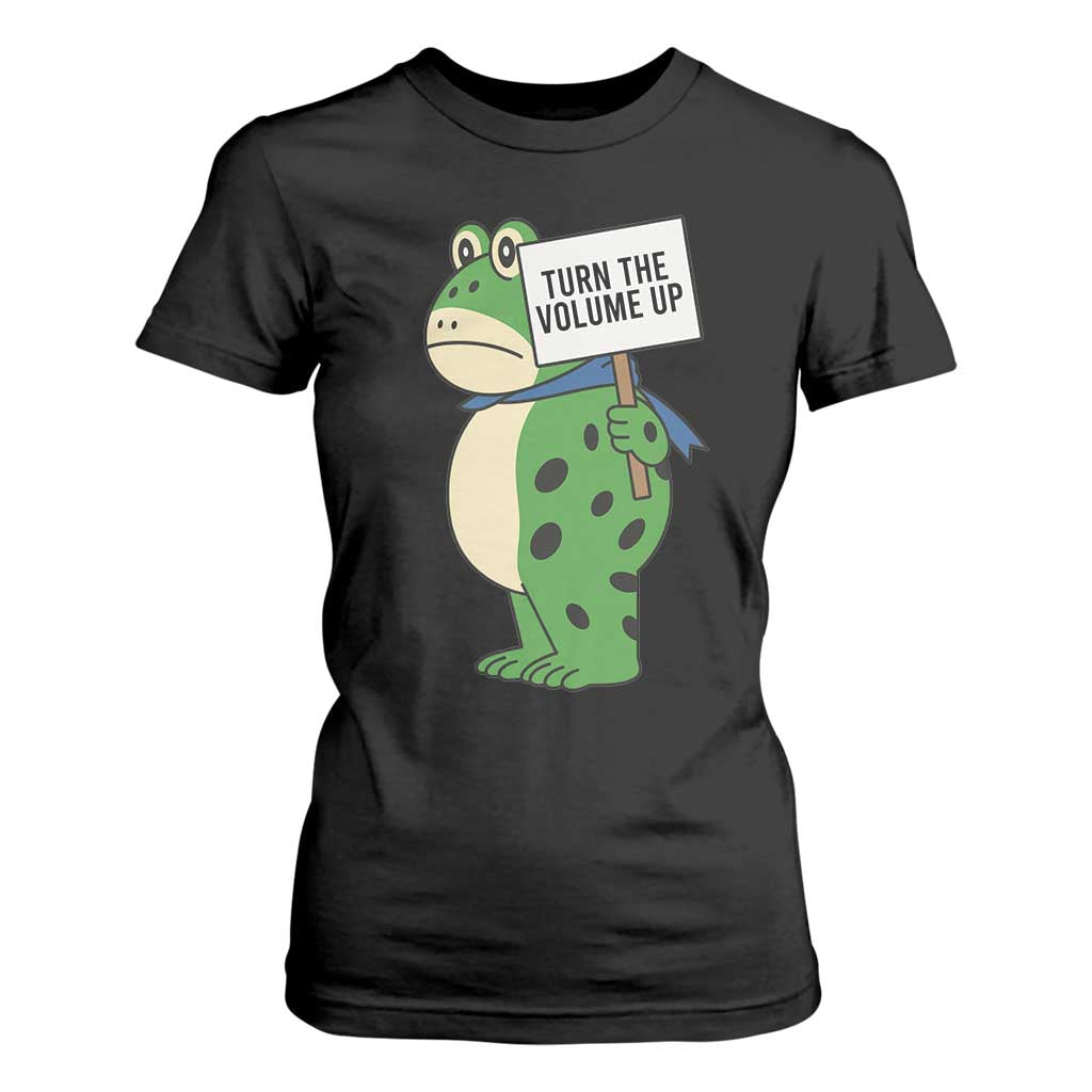 Turn The Volume Up T Shirt For Women Resist Frog Portland Protest TS14 Black Print Your Wear