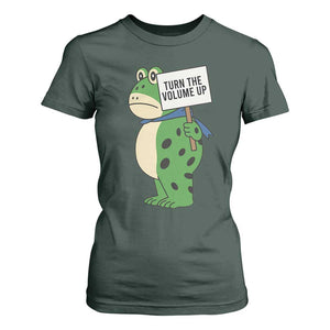 Turn The Volume Up T Shirt For Women Resist Frog Portland Protest TS14 Dark Forest Green Print Your Wear