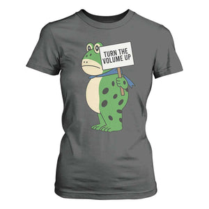 Turn The Volume Up T Shirt For Women Resist Frog Portland Protest TS14 Dark Heather Print Your Wear