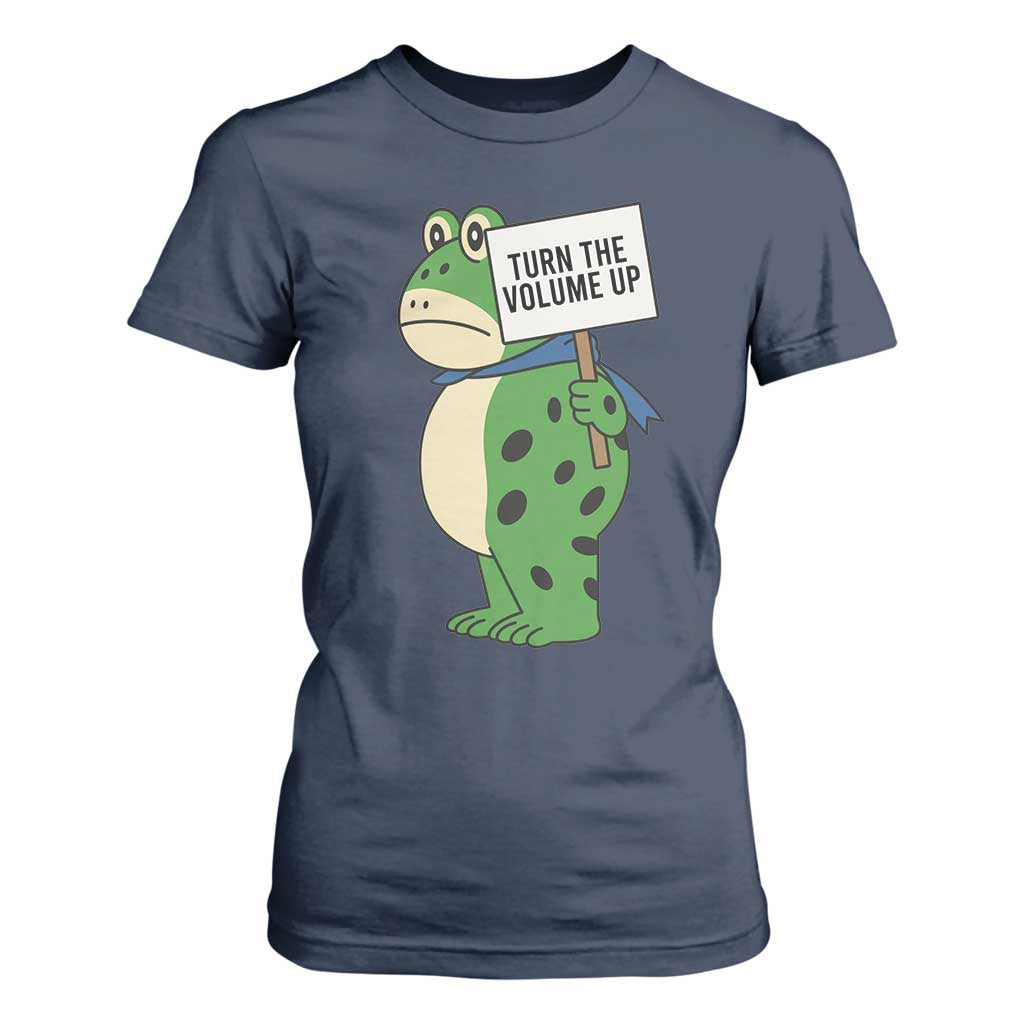 Turn The Volume Up T Shirt For Women Resist Frog Portland Protest TS14 Navy Print Your Wear