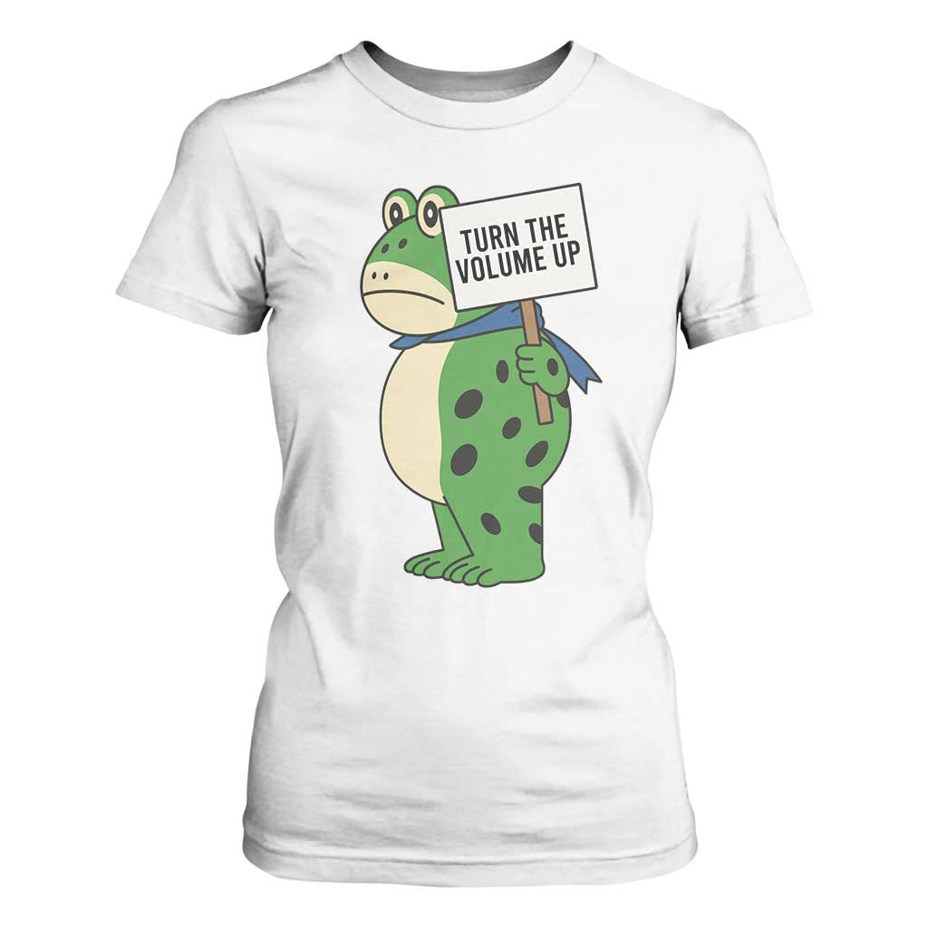Turn The Volume Up T Shirt For Women Resist Frog Portland Protest TS14 White Print Your Wear