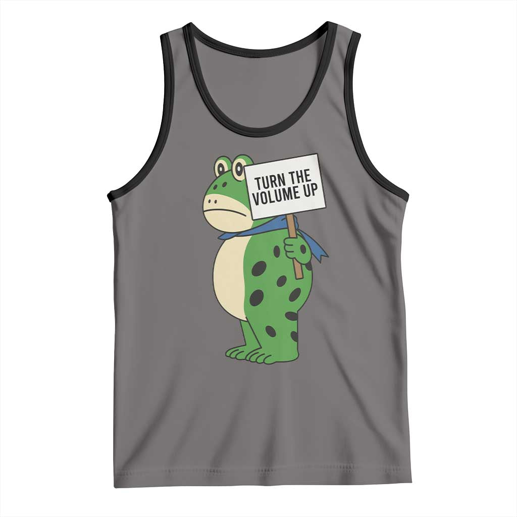 Turn The Volume Up Tank Top Resist Frog Portland Protest TS14 Deep Heather Black Print Your Wear