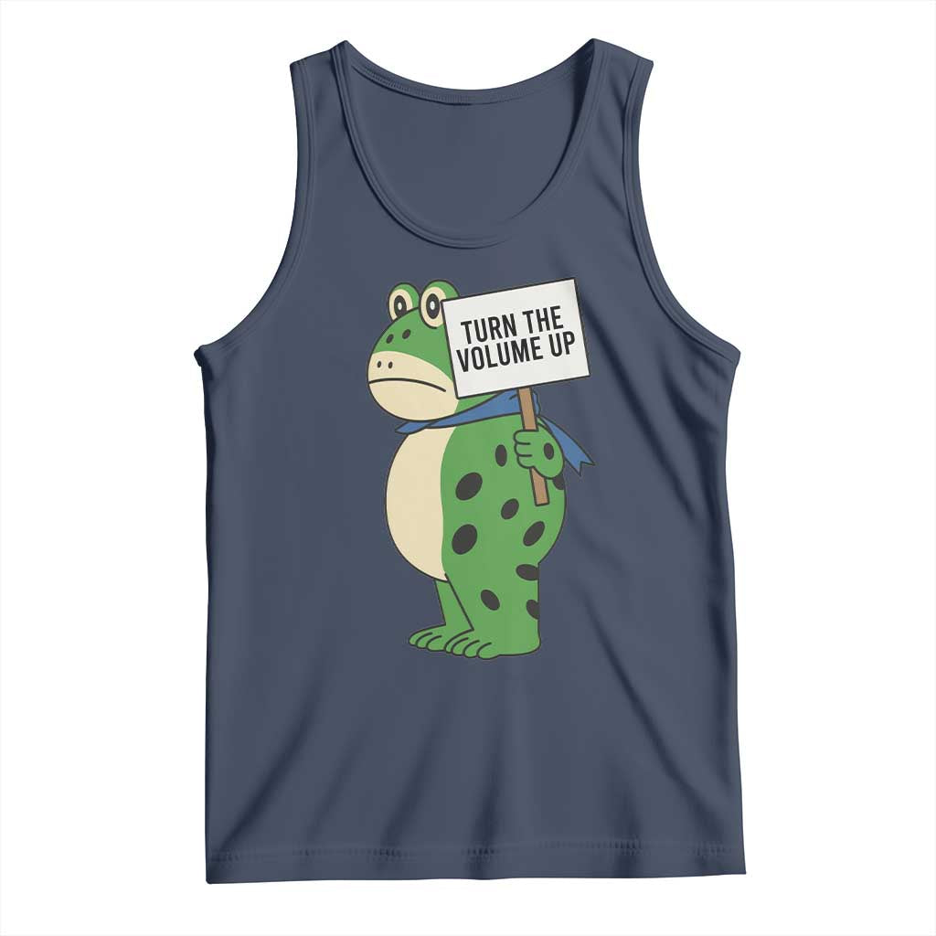 Turn The Volume Up Tank Top Resist Frog Portland Protest TS14 Navy Print Your Wear