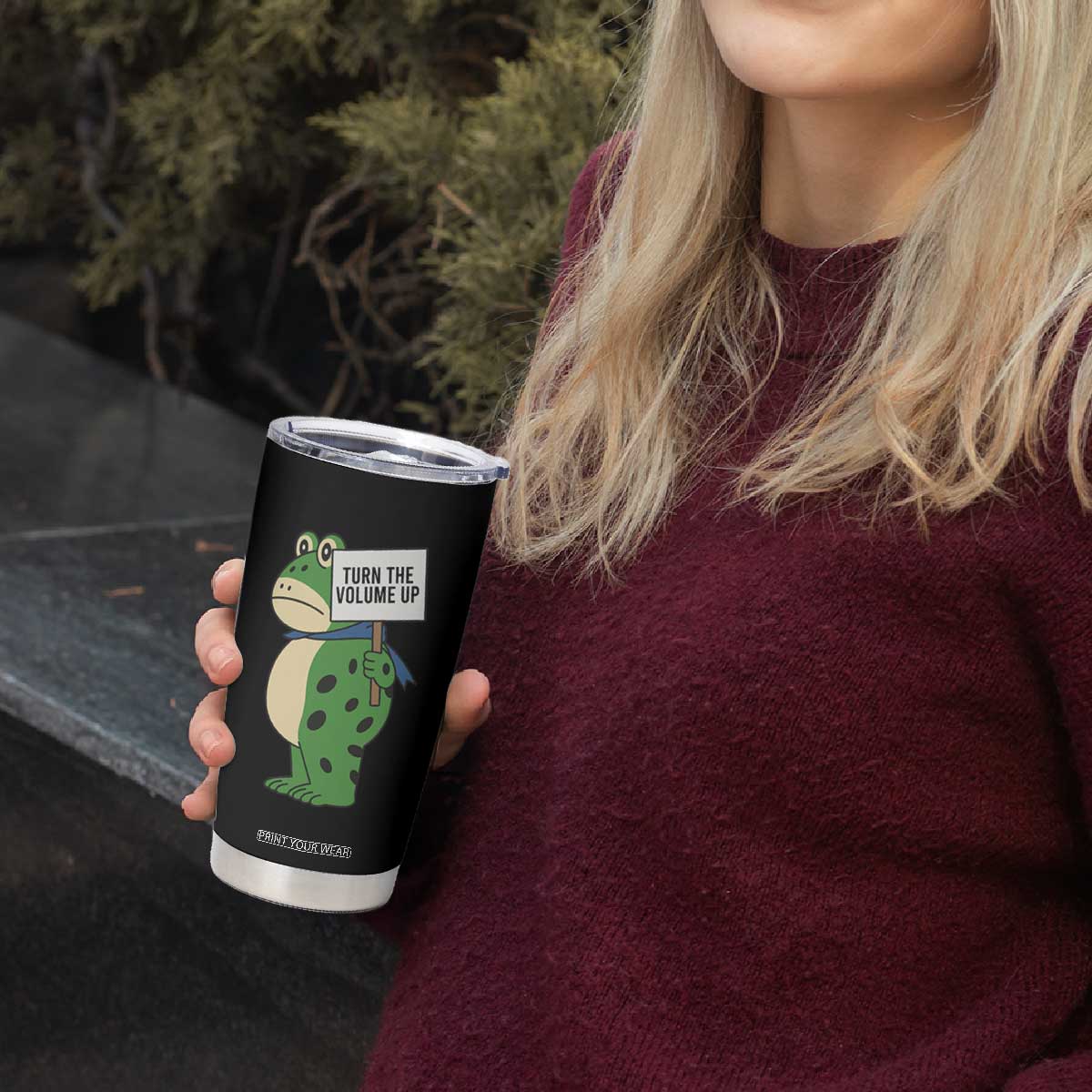 Turn The Volume Up Tumbler Cup Resist Frog Portland Protest TS14 Print Your Wear