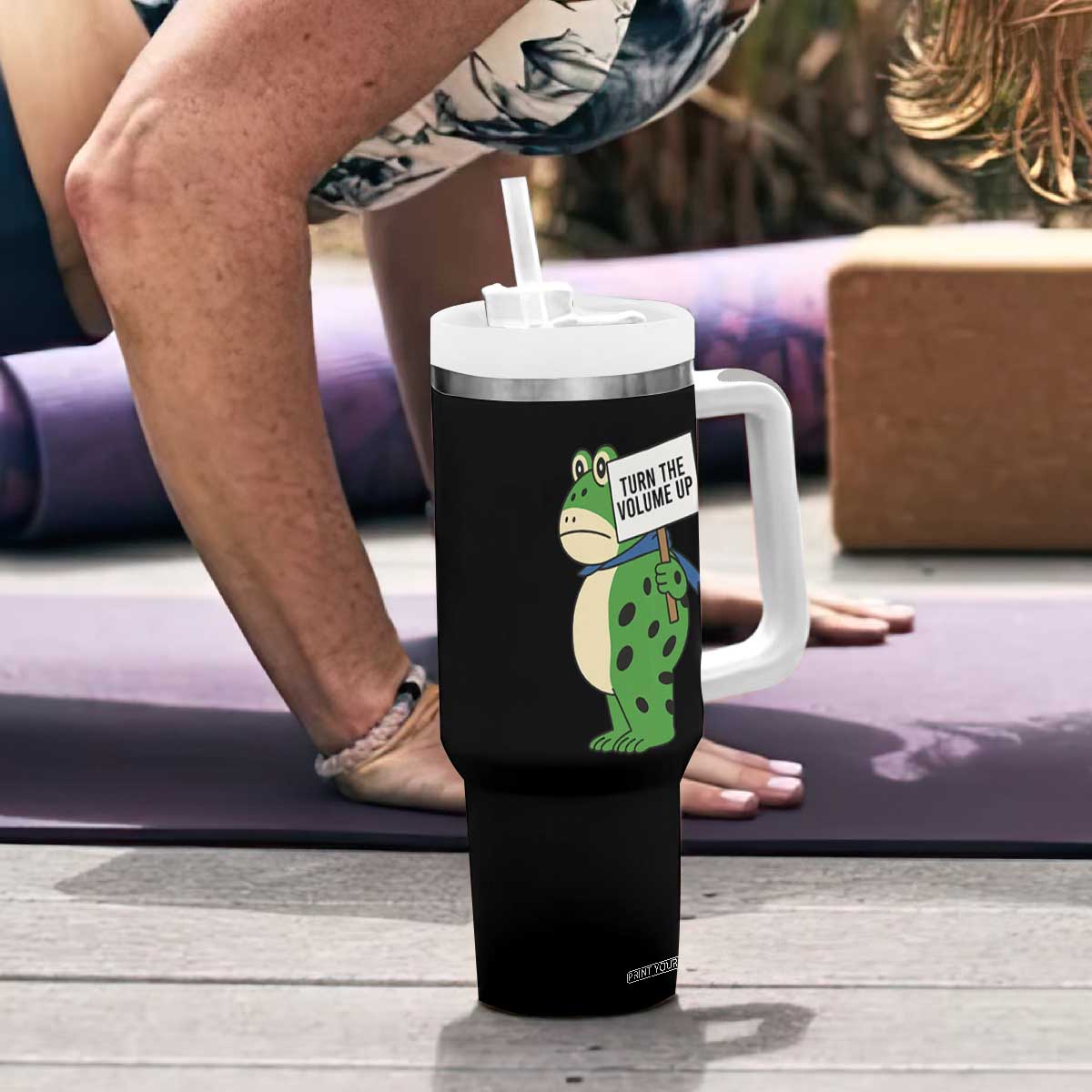 Turn The Volume Up Tumbler With Handle Resist Frog Portland Protest TS14 Print Your Wear