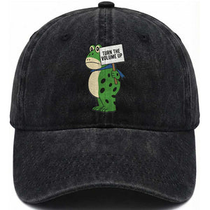 Turn The Volume Up Washed Cotton Baseball Cap Resist Frog Portland Protest TS14 Washed Cap Universal Fit Black Print Your Wear
