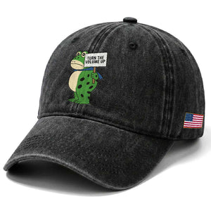 Turn The Volume Up Washed Cotton Baseball Cap Resist Frog Portland Protest TS14 Print Your Wear