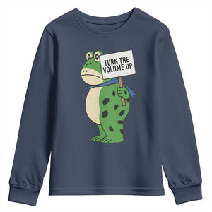 Turn The Volume Up Youth Sweatshirt Resist Frog Portland Protest TS14 Navy Print Your Wear