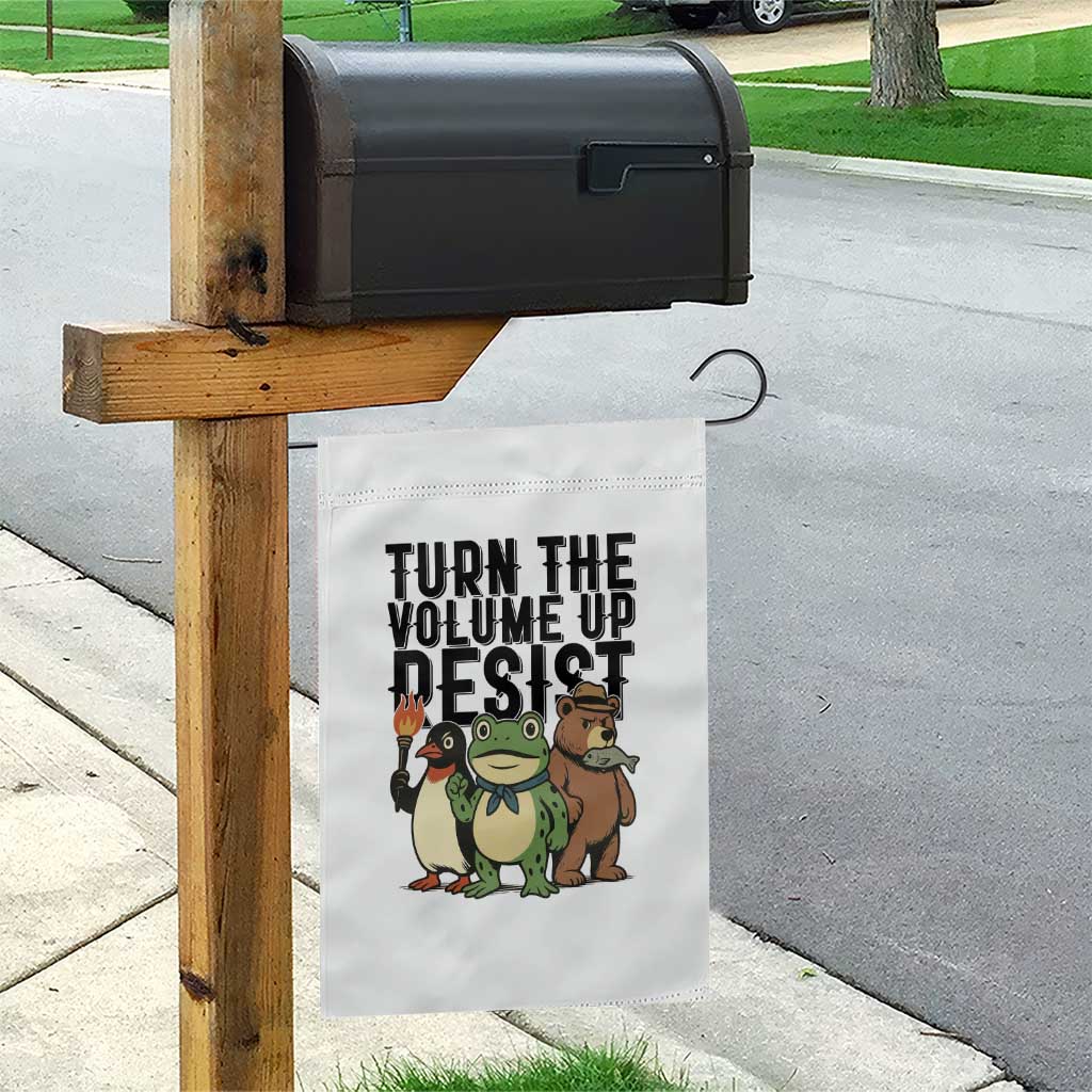 Turn The Volume Up Resist Garden Flag Portland Frog Bear Penguin Protester TS14 Print Your Wear