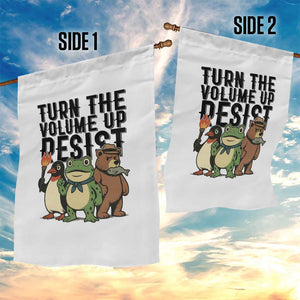 Turn The Volume Up Resist Garden Flag Portland Frog Bear Penguin Protester TS14 Print Your Wear
