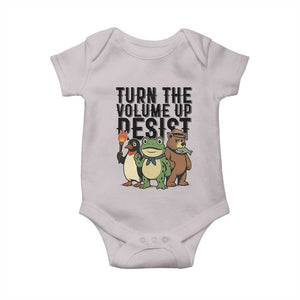 Turn The Volume Up Resist Baby Onesie Portland Frog Bear Penguin Protester TS14 Ice Gray Print Your Wear