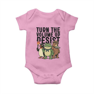 Turn The Volume Up Resist Baby Onesie Portland Frog Bear Penguin Protester TS14 Light Pink Print Your Wear