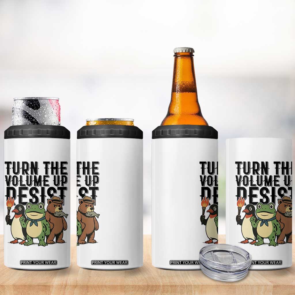 Turn The Volume Up Resist 4 in 1 Can Cooler Tumbler Portland Frog Bear Penguin Protester TS14 Print Your Wear