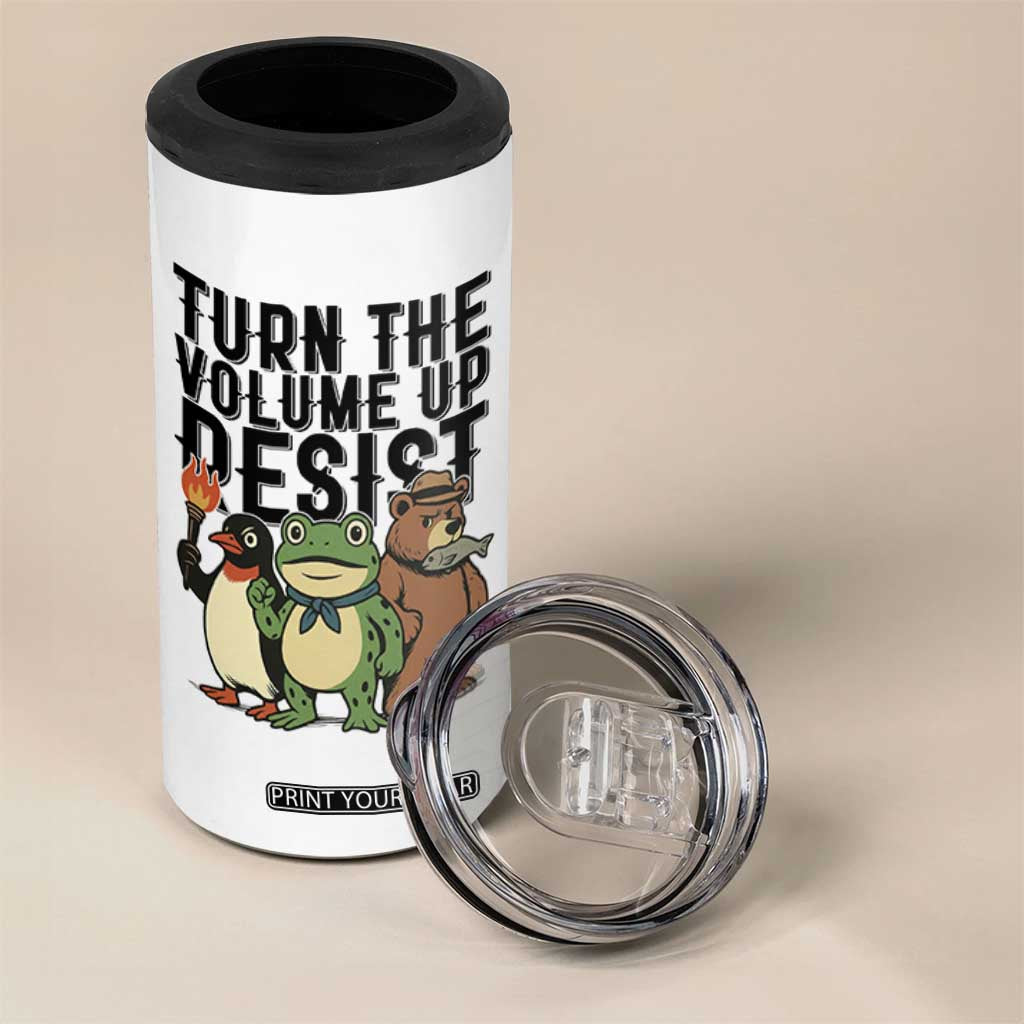Turn The Volume Up Resist 4 in 1 Can Cooler Tumbler Portland Frog Bear Penguin Protester TS14 Print Your Wear