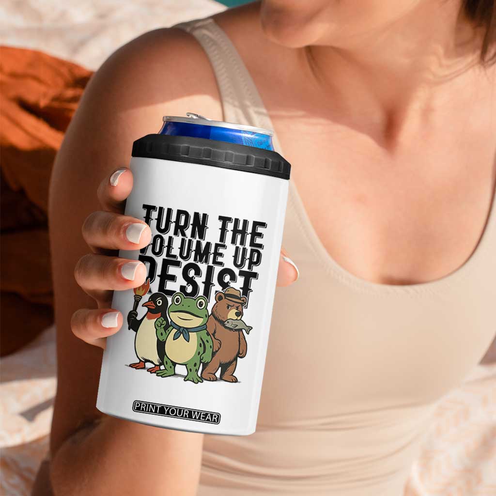 Turn The Volume Up Resist 4 in 1 Can Cooler Tumbler Portland Frog Bear Penguin Protester TS14 Print Your Wear