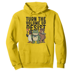 Turn The Volume Up Resist Hoodie Portland Frog Bear Penguin Protester TS14 Daisy Print Your Wear