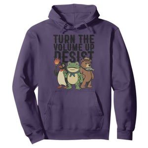 Turn The Volume Up Resist Hoodie Portland Frog Bear Penguin Protester TS14 Purple Print Your Wear