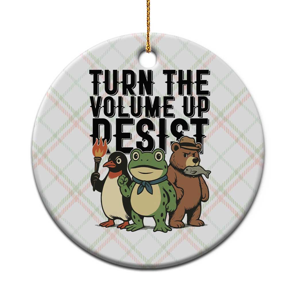 Turn The Volume Up Resist Ceramic Ornament Portland Frog Bear Penguin Protester TS14 1pc Christmas Plaid Print Your Wear