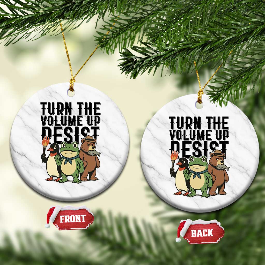 Turn The Volume Up Resist Ceramic Ornament Portland Frog Bear Penguin Protester TS14 1pc White Marble Print Your Wear
