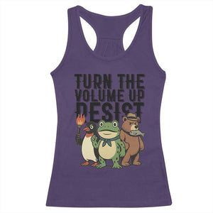 Turn The Volume Up Resist Racerback Tank Top Portland Frog Bear Penguin Protester TS14 Purple Print Your Wear
