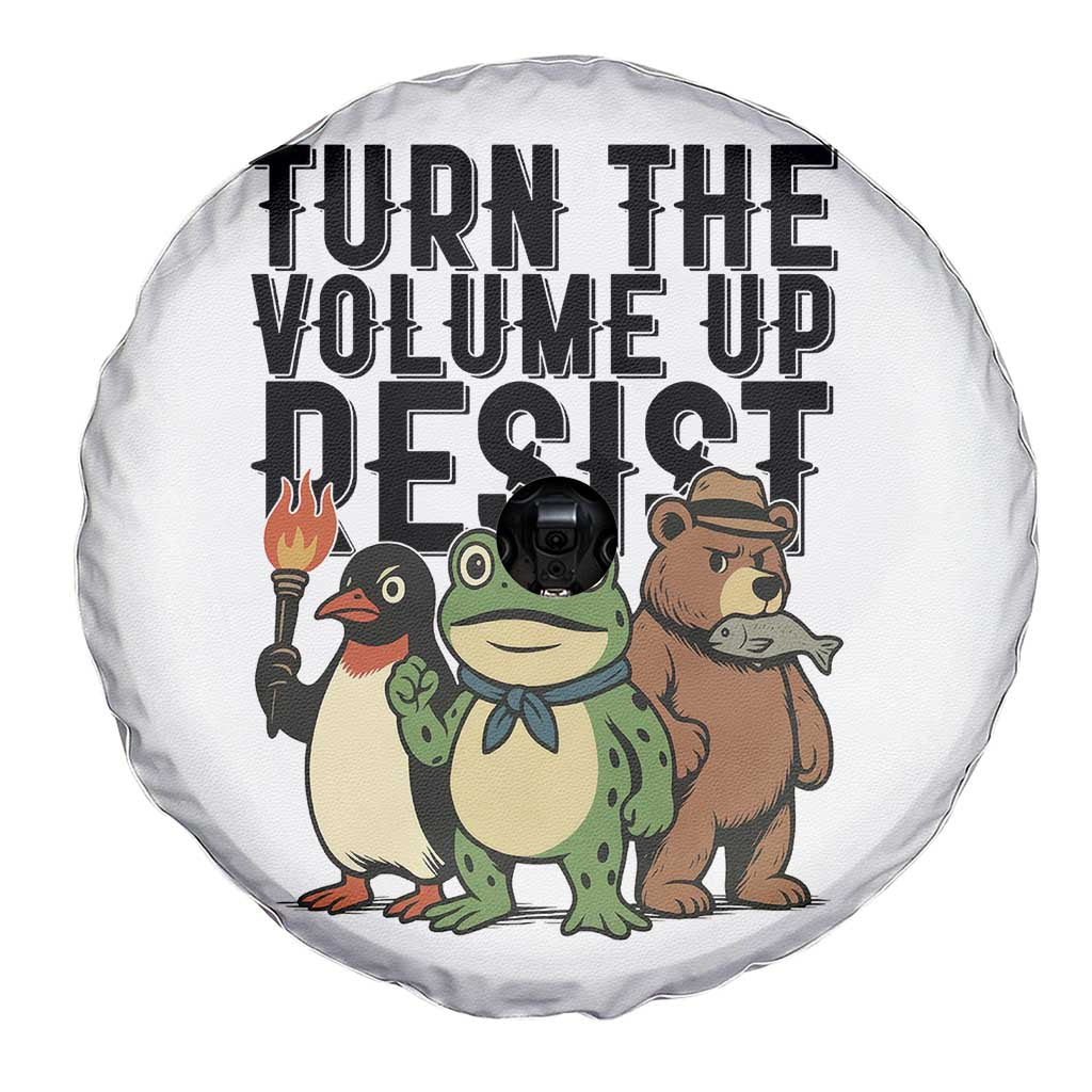 Turn The Volume Up Resist Spare Tire Cover Portland Frog Bear Penguin Protester TS14 Print Your Wear
