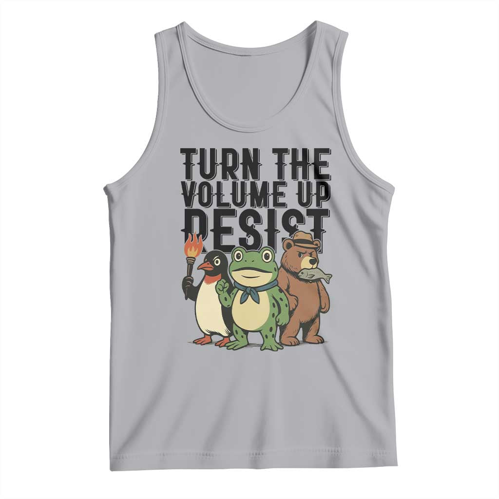 Turn The Volume Up Resist Tank Top Portland Frog Bear Penguin Protester TS14 Athletic Heather Print Your Wear