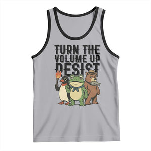 Turn The Volume Up Resist Tank Top Portland Frog Bear Penguin Protester TS14 Athletic Heather Black Print Your Wear