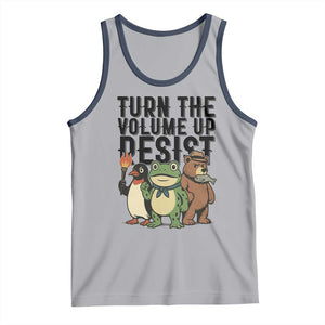 Turn The Volume Up Resist Tank Top Portland Frog Bear Penguin Protester TS14 Athletic Heather Navy Print Your Wear