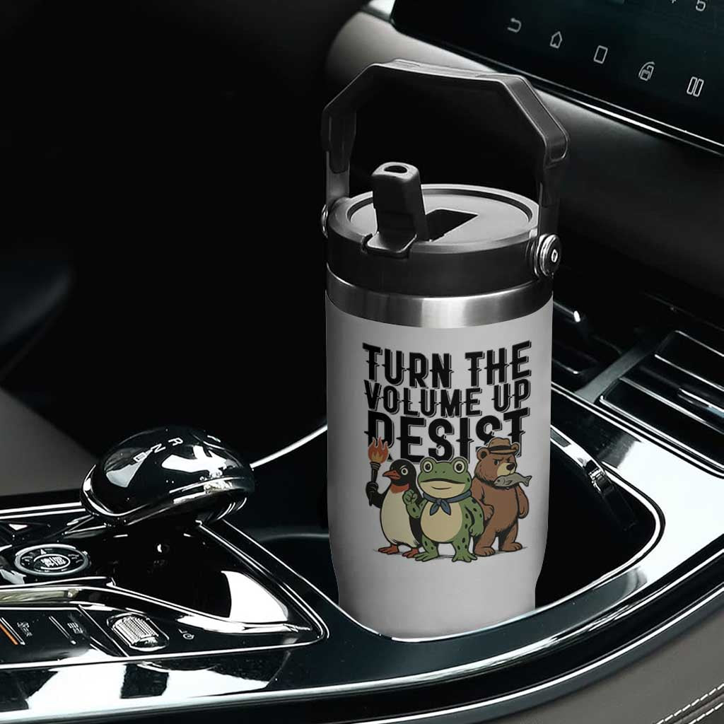 Turn The Volume Up Resist Flip Straw Tumbler Portland Frog Bear Penguin Protester TS14 Print Your Wear