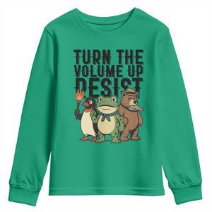 Turn The Volume Up Resist Youth Sweatshirt Portland Frog Bear Penguin Protester TS14 Irish Green Print Your Wear