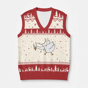 Sily Goose Meme V-Neck Knit Sweater Vest Funny Quote You Were Never An Option TS14 Beige Red Print Your Wear
