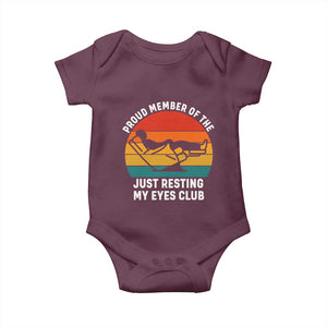 Funny Dad Baby Onesie Proud Member Of The Just Resting My Eyes Club TS14 Maroon Print Your Wear